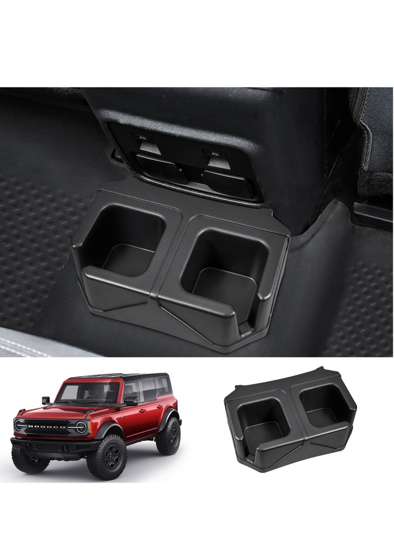 KASTWAVE Rear Dual Cup Holder for Ford Bronco 2024 2023 2022 2021 2/4 Door,Back Seat Expander Car Cup Holders Organizer Storage,Bronco Accessories,Black - Image 1