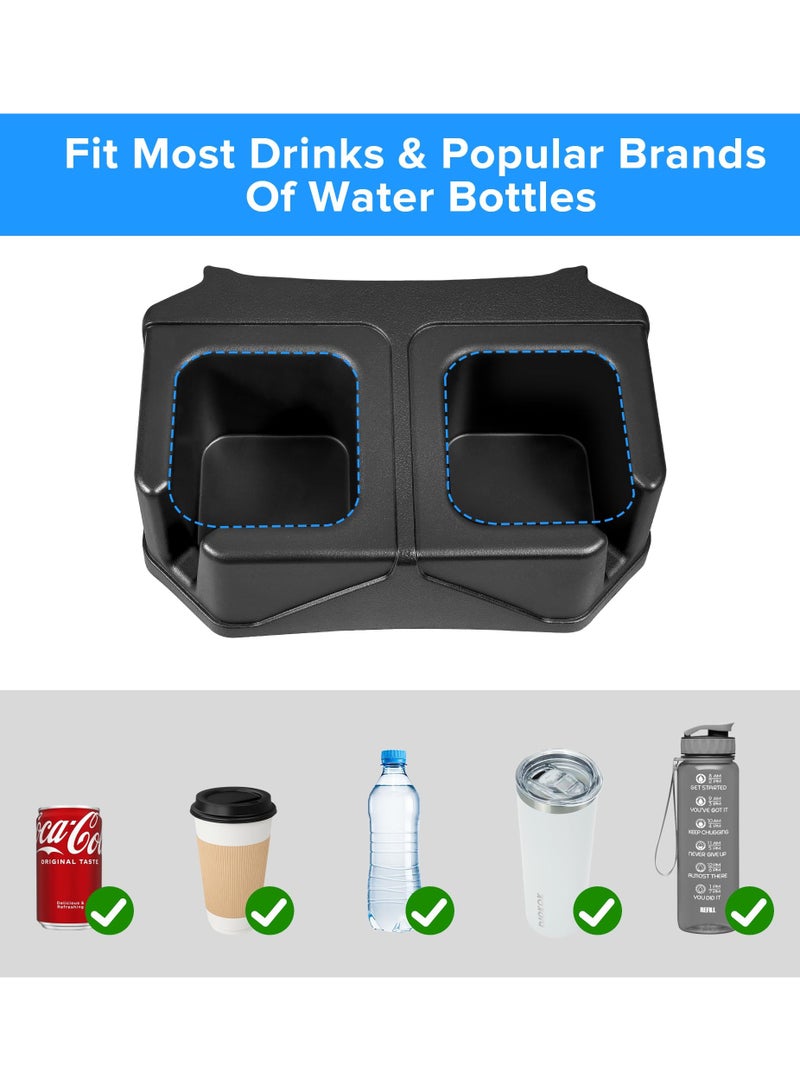 KASTWAVE Rear Dual Cup Holder for Ford Bronco 2024 2023 2022 2021 2/4 Door,Back Seat Expander Car Cup Holders Organizer Storage,Bronco Accessories,Black - Image 3