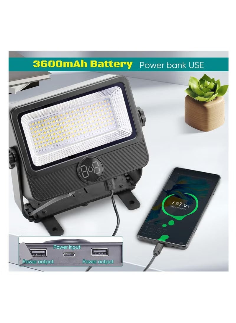 مصباح عمل يعمل بالطاقة الشمسية بقوة 100 وات، مصباح عمل مغناطيسي قابل لإعادة الشحن بقوة 10000 لومن مع 5 أوضاع، مقاوم للماء IP66، مصباح عمل خارجي يعمل بالطاقة الشمسية محمول للتخييم والبناء وورش العمل والجراج والطوارئ - Image 3