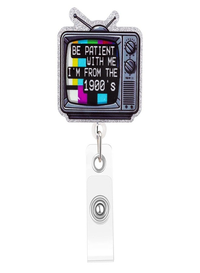 Kimoli Funny Nurse Badge Reel Cute Nursing TV Badge Reel Retractable Be Patient with Me I'm from The 1900's Id Card Holder with Clip for Doctor Medical Worker Healthcare Nurse Gifts - Image 1
