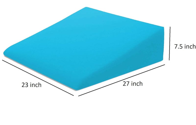 PumPum Home Therapeutic Wedge Pillow, Helps with Sleep & Acid Reflux, Washable Natural Cover, 7" x 27" x 24",Sky Blue - Image 2
