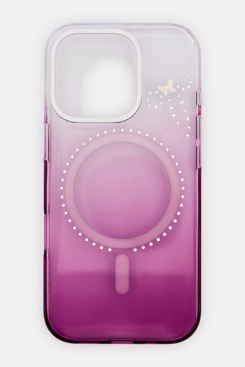 LEVELO iPhone 16 pro Butterfly Magsafe Protective Case, Purple - Image 1