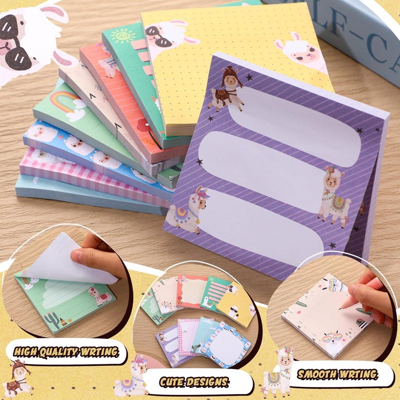 Saypacck 9 Pads Alpaca Sticky Notes Cartoon Self Stick Notepads 3x3 Inches Notes Adhesive Memo Pad Office Decor Gifts for Students School Teacher Office Meeting - Image 3