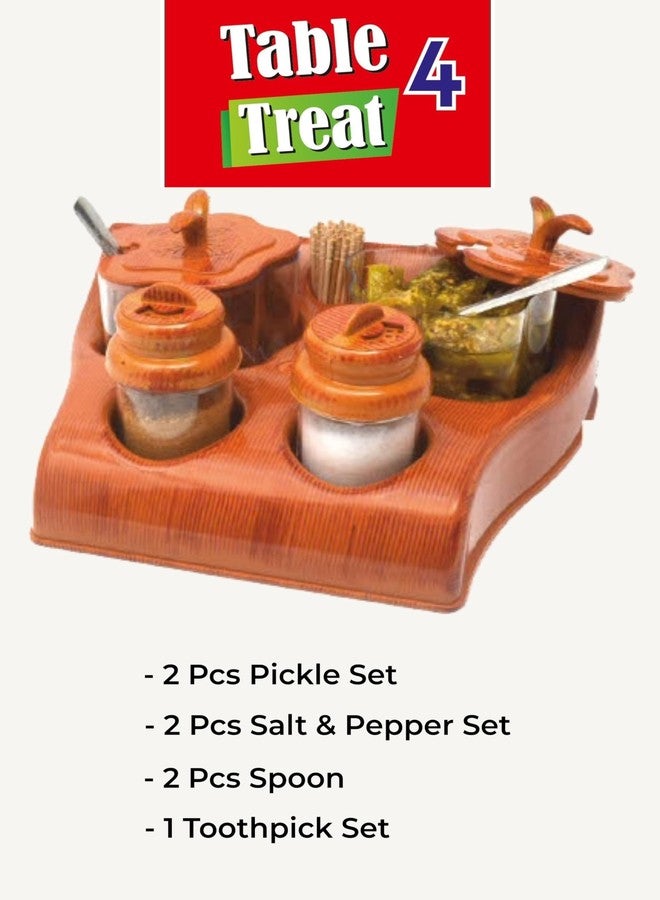 YUIOP - Table Treat 4 Pcs Set - Includes 2 Pcs Pickle Jar, 2 Pcs Salt & Pepper Set, 2 Pcs Spoon & Toothpick Set - Ideal for Home, Kitchen & Hotel - Image 2
