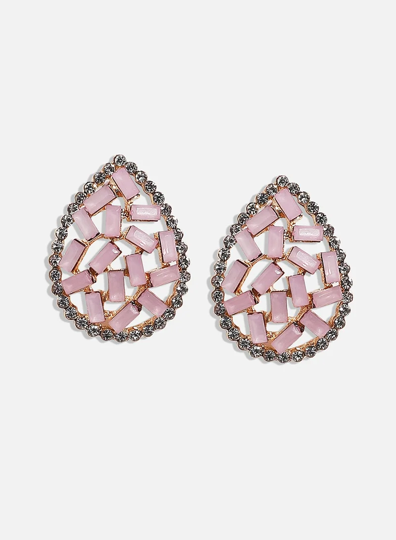 سوهي أقراط من حجر الكمثرى - وردي فاتح