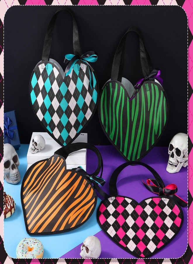 Bulyoou 24 Pcs Monster Party School Heart Shaped Gift Bags Bulk Reusable Non Woven Hearts Goodie Tote Bags with Handles for Monster Party School Exchange Candy Treat Favors Supplies Decorations(Heart - Image 5