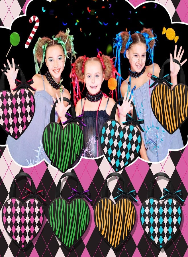 Bulyoou 24 Pcs Monster Party School Heart Shaped Gift Bags Bulk Reusable Non Woven Hearts Goodie Tote Bags with Handles for Monster Party School Exchange Candy Treat Favors Supplies Decorations(Heart - Image 4