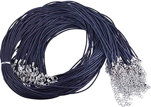 SIJCM Sparkle Necklace CordBlack Necklace String Rope with Clasp 2 Inch Chain Black Waxed Cotton Cord Necklace Bulk for Charms Pendants Bracelets Necklaces Jewelry Making Supplies Qty 50pcs - Image 1
