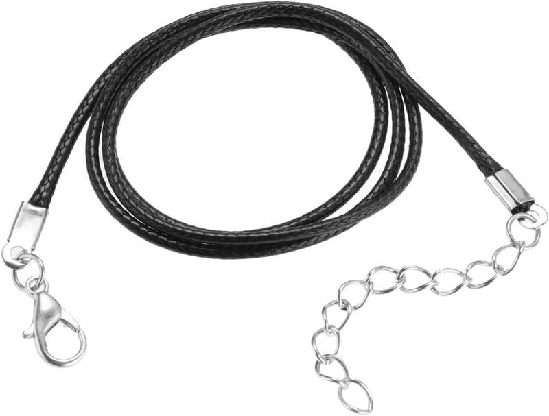 SIJCM Sparkle Necklace CordBlack Necklace String Rope with Clasp 2 Inch Chain Black Waxed Cotton Cord Necklace Bulk for Charms Pendants Bracelets Necklaces Jewelry Making Supplies Qty 50pcs - Image 2