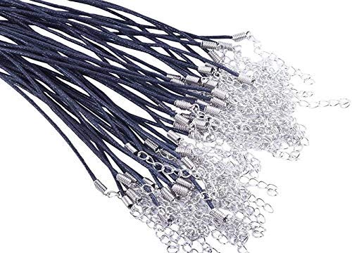 SIJCM Sparkle Necklace CordBlack Necklace String Rope with Clasp 2 Inch Chain Black Waxed Cotton Cord Necklace Bulk for Charms Pendants Bracelets Necklaces Jewelry Making Supplies Qty 50pcs - Image 5