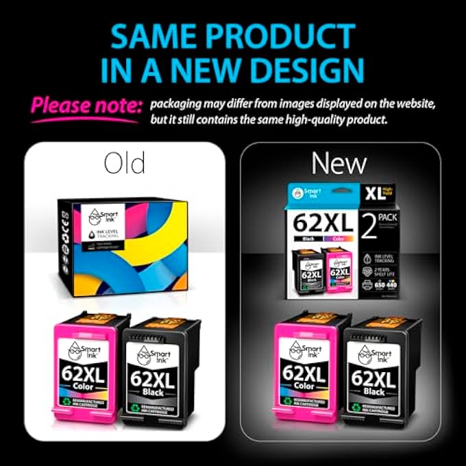 RE-MANUFACTURED INK CARTRIDGE REPLACEMENT FOR HP 62XL 62 XL (BLACK & COLOR 2 COMBO PACK) TO USE WITH ENVY 5540 5542 5544 5545 5547 5548 5549 5640 5644 5660 5661 5663 5665 7640 7643 7644 7645 - Image 2