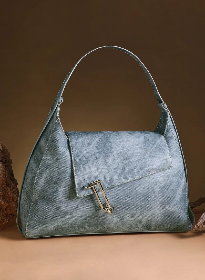 Textured Flap Shoulder Bag
