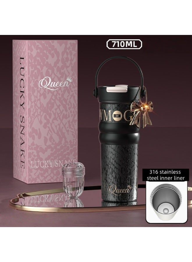 Queen New Dual Drink Coffee Cup With Large Capacity High Beauty Handheld And Portable Straw - Image 2