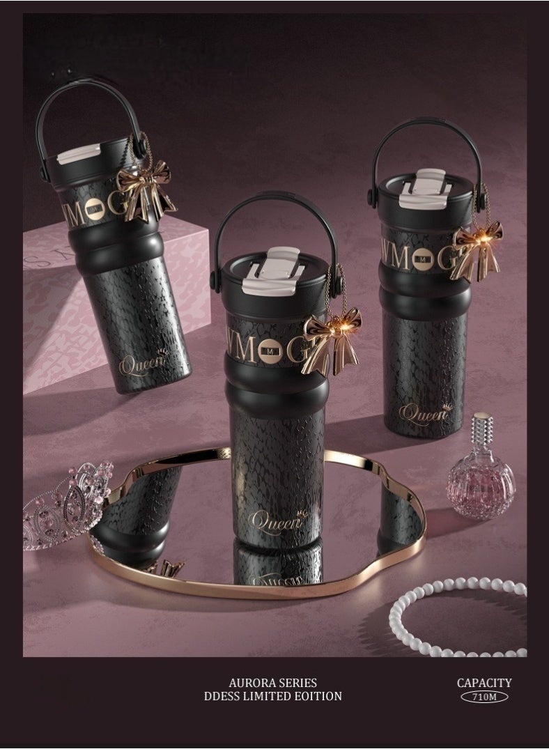 Queen New Dual Drink Coffee Cup With Large Capacity High Beauty Handheld And Portable Straw - Image 3
