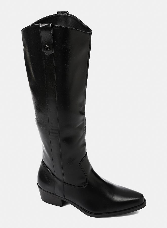 ديجافو حذاء ديجافو PRD-DVTX-006 بوت أسود للركبة جلد سادة للنساء - Image 1