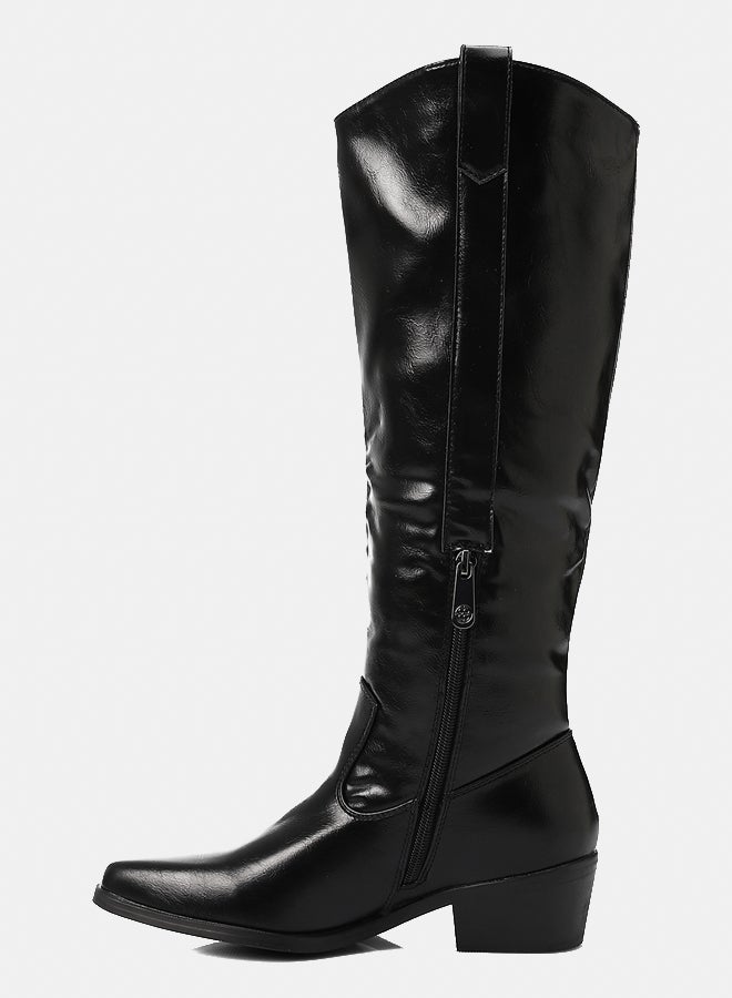 ديجافو حذاء ديجافو PRD-DVTX-006 بوت أسود للركبة جلد سادة للنساء - Image 4