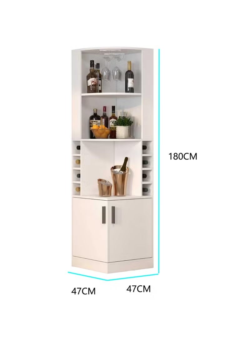 CityRiya-Long Wine Bar Rack Cabinet, Coffee Bar Cabinet with Glass Holder, Coffee Liquor Shelf, White Kitchen Sideboard and Buffet Cabinet, Kitchen Storage Rack with Wine Rack, Corner Storage Organizer for Home Bar (JJ001) - Image 5