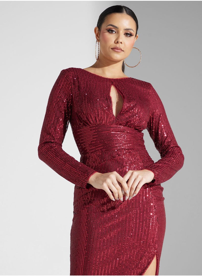TFNC - High Low Keyhole Neck Dress - Image 1
