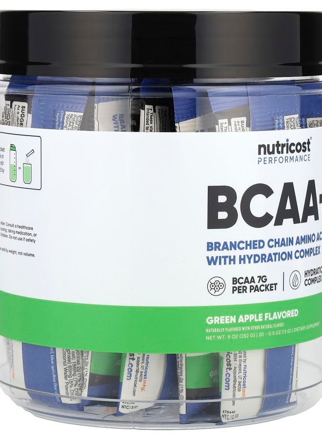 Nutricost Performance BCAA+ Green Apple 20 Packets 0.5 oz (13 g) Each - Image 2