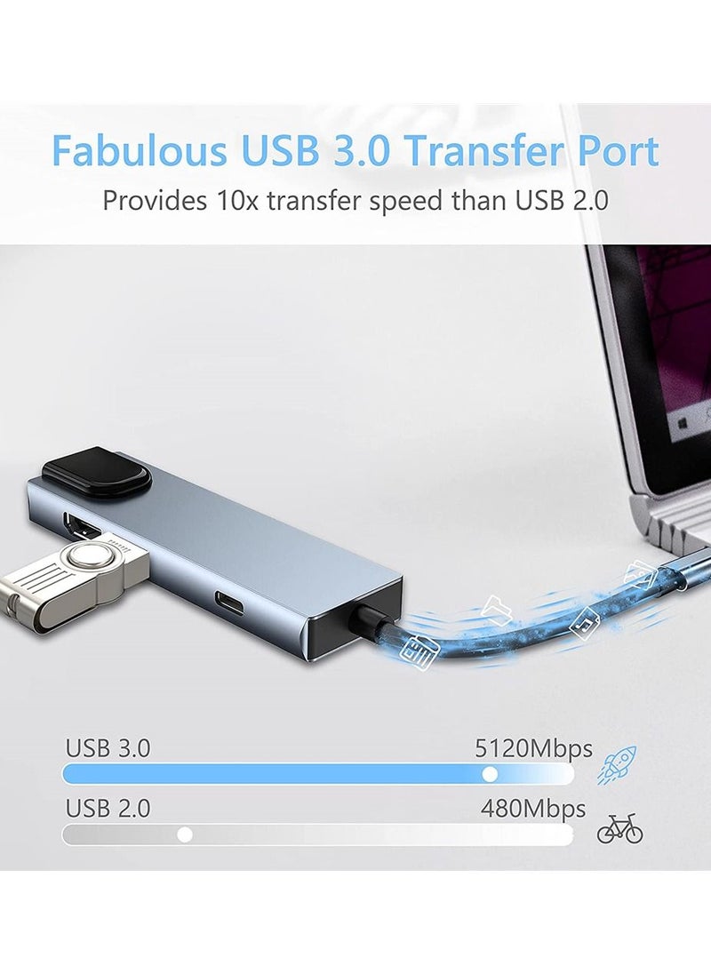 واي آند دي USB C Hub محول من النوع متعدد المنافذ 6 في 1 مع منفذ إيثرنت بيانات 3.0 متوافق أجهزة MacBook Pro Chromebook XPS  - Image 3