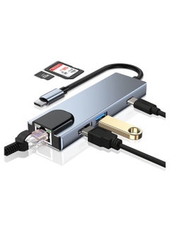 واي آند دي USB C Hub محول من النوع متعدد المنافذ 6 في 1 مع منفذ إيثرنت بيانات 3.0 متوافق أجهزة MacBook Pro Chromebook XPS  - Image 1