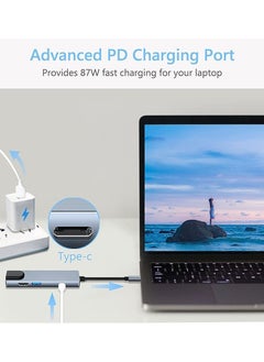 واي آند دي USB C Hub محول من النوع متعدد المنافذ 6 في 1 مع منفذ إيثرنت بيانات 3.0 متوافق أجهزة MacBook Pro Chromebook XPS  - Image 5