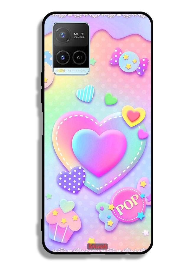 Tolwak غطاء حماية لهاتف فيفو Y21 بتصميم قلوب ملونة - Image 2