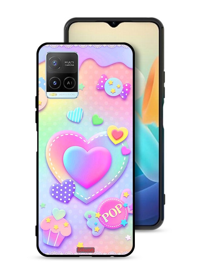 Tolwak غطاء حماية لهاتف فيفو Y21 بتصميم قلوب ملونة - Image 1