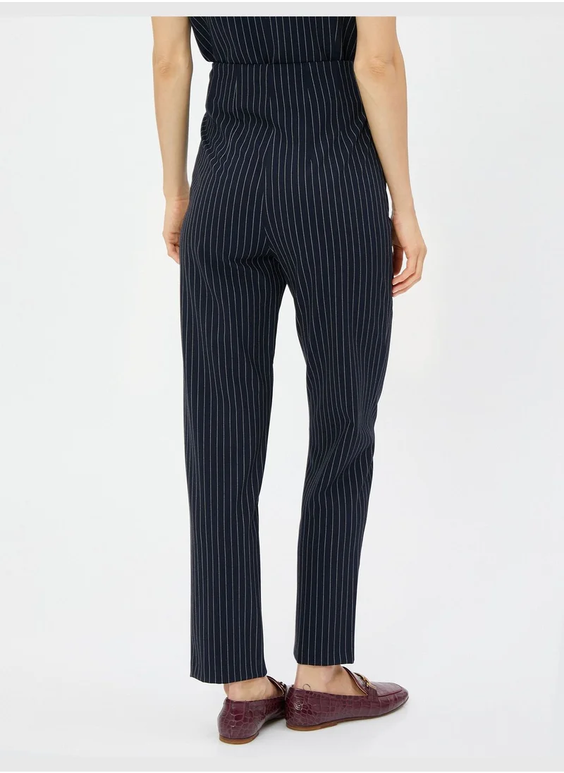 KOTON High Rise Button Detail Cigarette Trousers