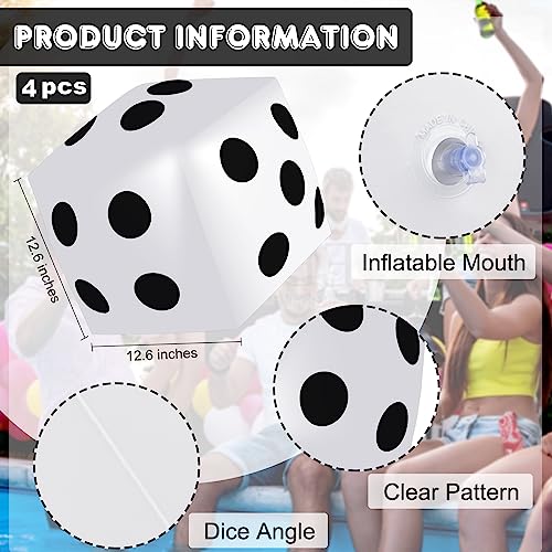 Mototo 4 Pieces Jumbo Inflatable Dice 126 Inch Large Inflatable Dice Fun Game Toy for Indoor Outdoor Lawn Swimming Pool Party Favor Board Game Decoration White - Image 5