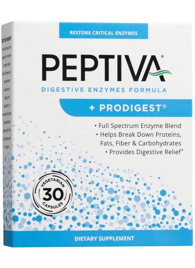 Peptiva - Digestive Enzyme Supplement + Prodigest Helps With Bloating Gas Constipation 30 Count - Image 1