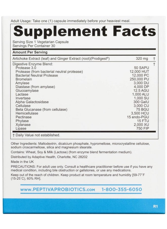 Peptiva - Digestive Enzyme Supplement + Prodigest Helps With Bloating Gas Constipation 30 Count - Image 1