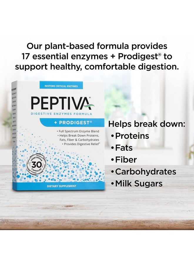 Peptiva - Digestive Enzyme Supplement + Prodigest Helps With Bloating Gas Constipation 30 Count - Image 1
