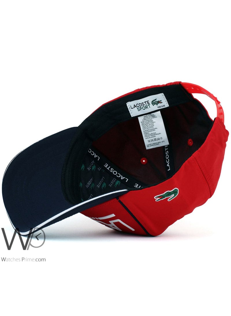 LACOSTE Lacoste Sport Established 1927 Baseball Hat Red Blue Cotton Cap  - Image 4