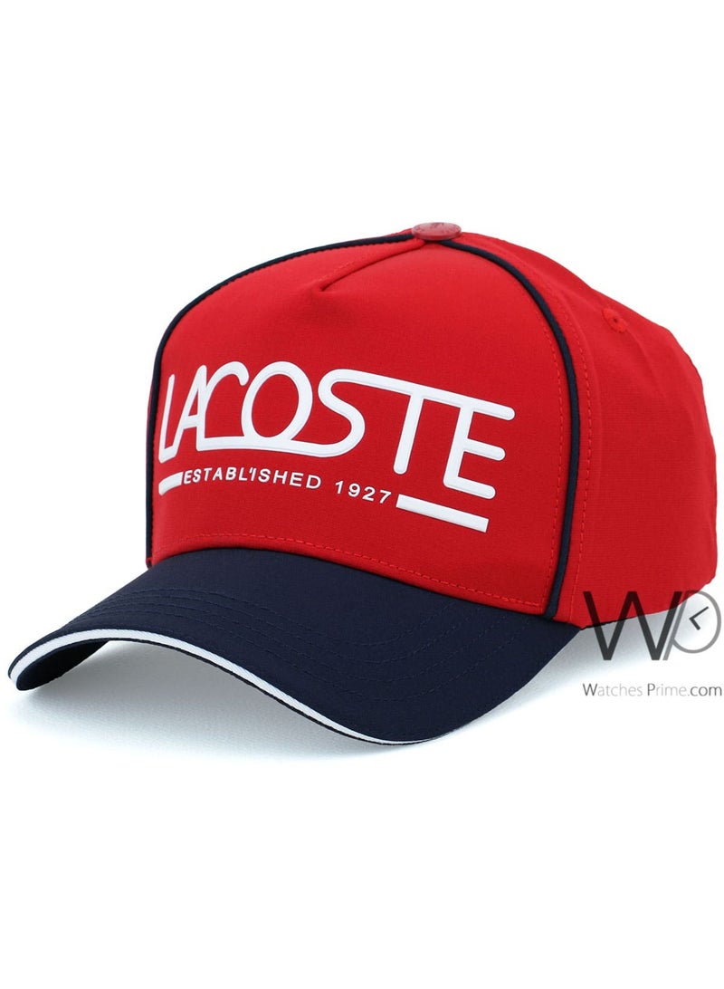 LACOSTE Lacoste Sport Established 1927 Baseball Hat Red Blue Cotton Cap  - Image 1