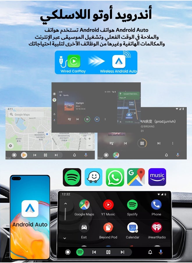 2025 CarlinKit HD2CP Pro CarPlay To HDMI 3-In-1 Wireless CarPlay Android Auto Smart Car Box Plug&Play 2K Video Streaming Box