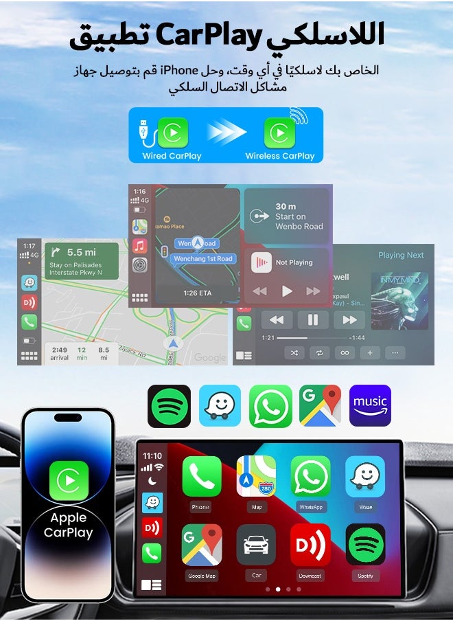2025 CarlinKit HD2CP Pro CarPlay To HDMI 3-In-1 Wireless CarPlay Android Auto Smart Car Box Plug&Play 2K Video Streaming Box