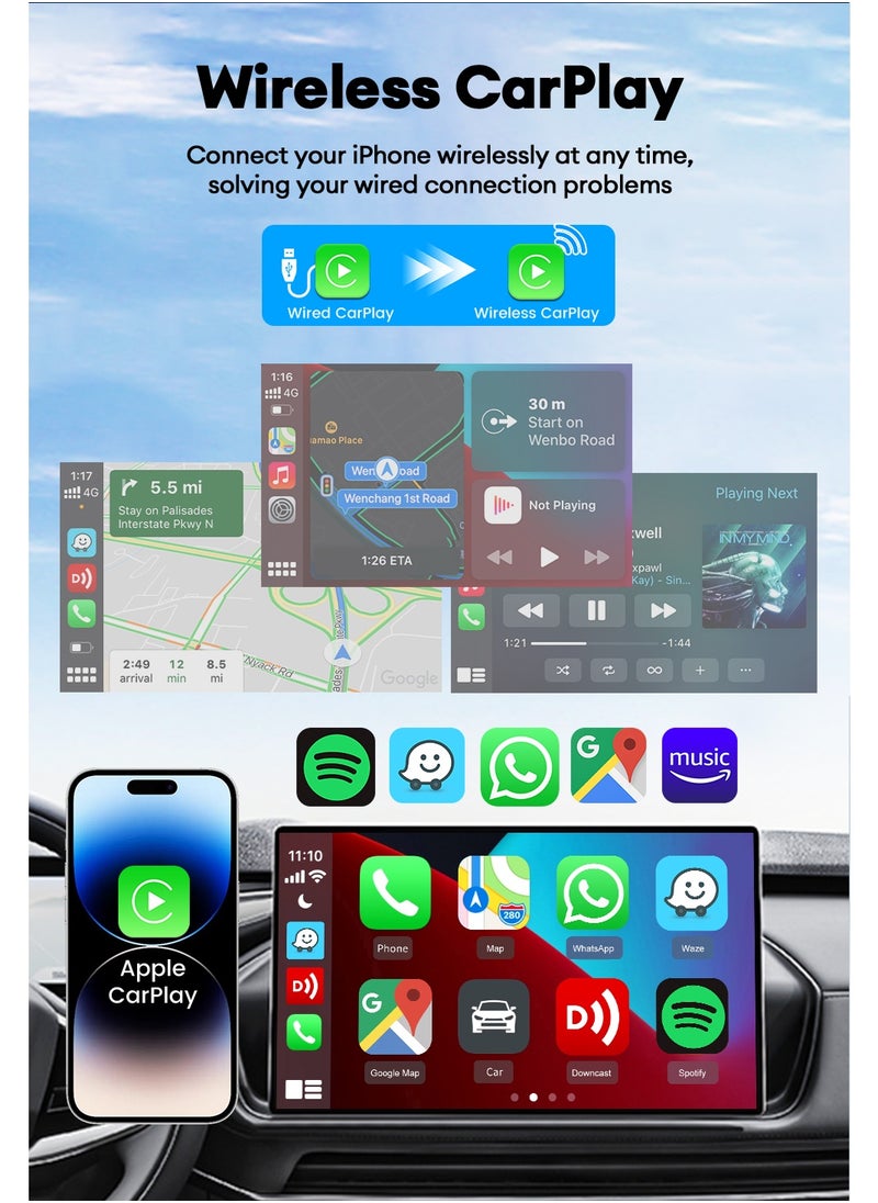 2025 CarlinKit HD2CP Pro CarPlay To HDMI 3-In-1 Wireless CarPlay Android Auto Smart Car Box Plug&Play 2K Video Streaming Box