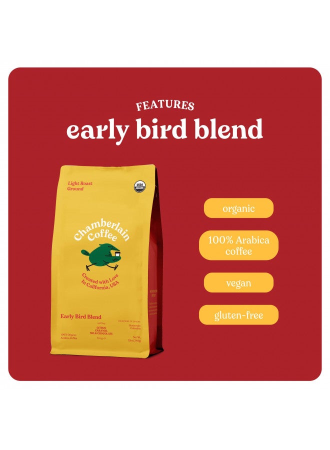 Chamberlain Coffee Early Bird Blend - Light Roast Ground Coffee Beans with Notes of Citrus, Caramel & Milk Chocolate - Specialty Ground Coffee Freshly Roasted In California - 12 oz - Image 5