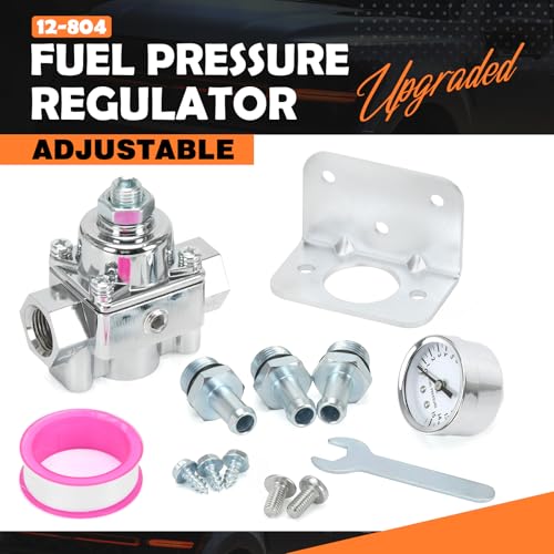 FQRANBO 12-804 Adjustable Fuel Pressure Regulator with Gauge, Compatible with Holley and Edelbrock Carburetors, 1-4 PSI, 3/8" NPT, 1-in 2-Out - Image 5