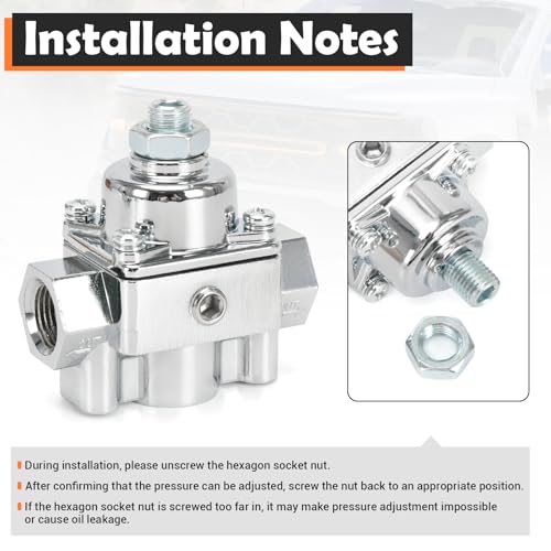 FQRANBO 12-804 Adjustable Fuel Pressure Regulator with Gauge, Compatible with Holley and Edelbrock Carburetors, 1-4 PSI, 3/8" NPT, 1-in 2-Out - Image 4