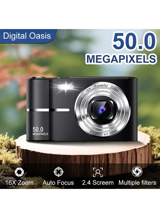 Black 16X Optical Zoom 1080P HD Digital Camera Vlog for Beginners 32GB Card USB Rechargeable - Image 1