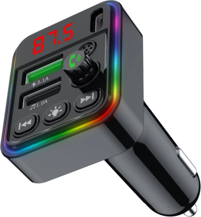 CONCORD C-617 Bluetooth Calling and Music Listening Screen RGB FM Transmitter Pd + 3.1A Dual USB Charger