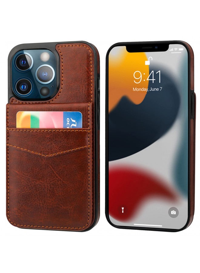 KIHUWEY KIHUWEY Compatible with iPhone 13 Pro Case Wallet with Credit Card Holder, Premium Leather Magnetic Clasp Kickstand Heavy Duty Protective Cover for iPhone 13 Pro 6.1 inch(Brown)  - Image 2