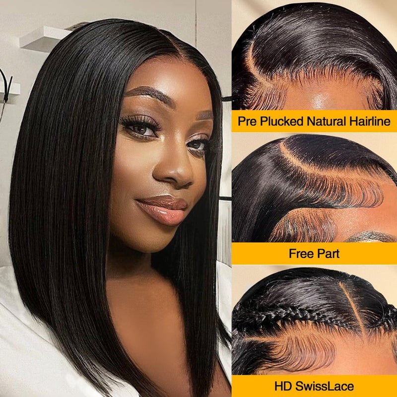 Usexy 10 Inch Bob Wig Human Hair 13x4 HD Lace Front Wigs Human Hair Pre Plucked Short Bob Wig Lace Frontal Wigs for Black Women Human Hair - Image 2