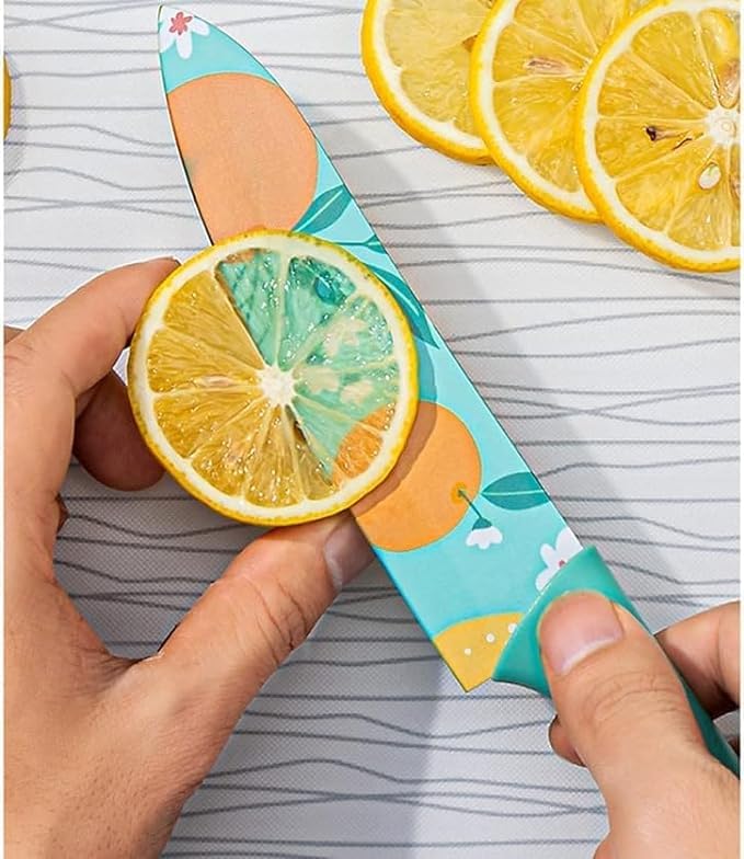 LYBAA Colorful Kitchen Knife Set with Protective Sheaths Ultra Sharp Chefs Knife High Carbon Steel Blades with Special NonStick Coating 1 Pcs Blue - Image 3