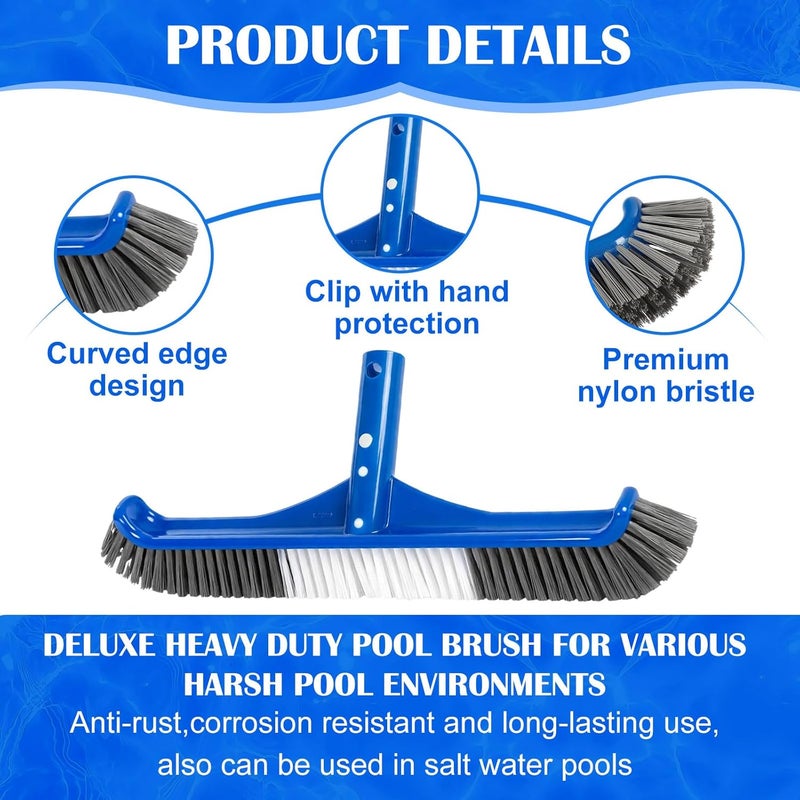 Tioncy 3 Pcs Pool Cleaning Kit Manual Pool Vacuum Head with Bottom Brushes, Large Brush and Skimmer Net Fine Mesh for Above Ground In-ground Ponds Spas Hot Tubs - Image 4