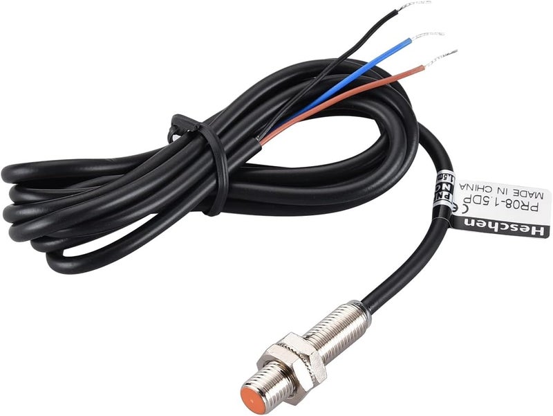 Heschen M8 Inductive Proximity Sensor Switch PR08-1.5DP Cylindrical Type Detector 1.5mm DC12-24V 3 Wire PNP NO(Normally Open) CE - Image 1