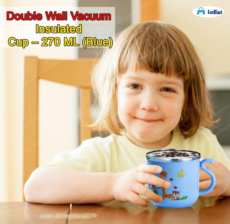 FunBlast Milk Mug for Kids – Cartoon Design BPA Free Mug with Lid for Kids, Stainless Steel 304 Cup/Mug for Kids & Toddlers, Double Wall Vacuum Insulated Cup – 260 ML (Peach) - Image 2