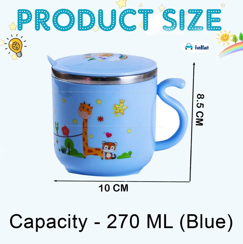 FunBlast Milk Mug for Kids – Cartoon Design BPA Free Mug with Lid for Kids, Stainless Steel 304 Cup/Mug for Kids & Toddlers, Double Wall Vacuum Insulated Cup – 260 ML (Peach) - Image 3